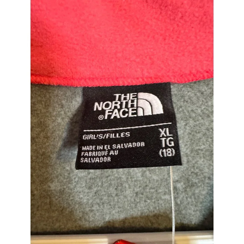 The North Face Glacier Girls Size XL 1/4 Zip Gray Pink Fleece Pullover NWT